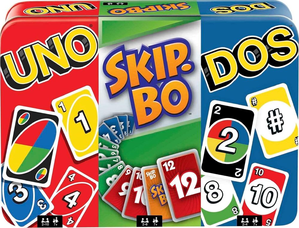 UNO, Skip-Bo & DOS 3-Game Tin